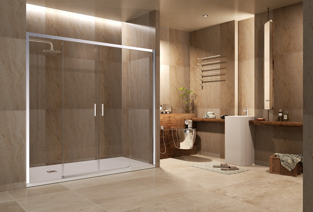 SB_X EASY Mampara Frontal Ducha 2F+2C Cromo Transparente