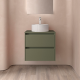 SALGAR NOJA Mueble de Baño con Tapa Encimera 2 Cajones Color Verde Mate