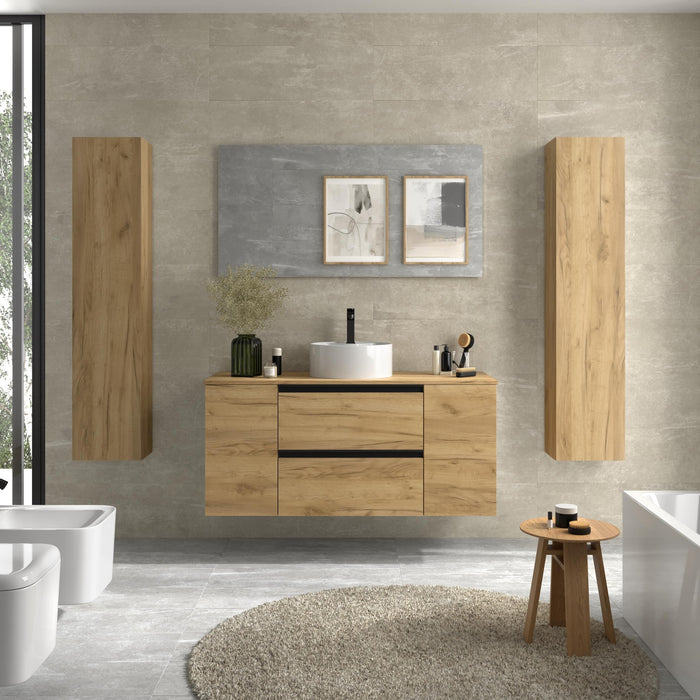 SALGAR 116067 BEQUIA PLUS METAL Mueble de Baño 1 poza Porcelana 120cm Roble