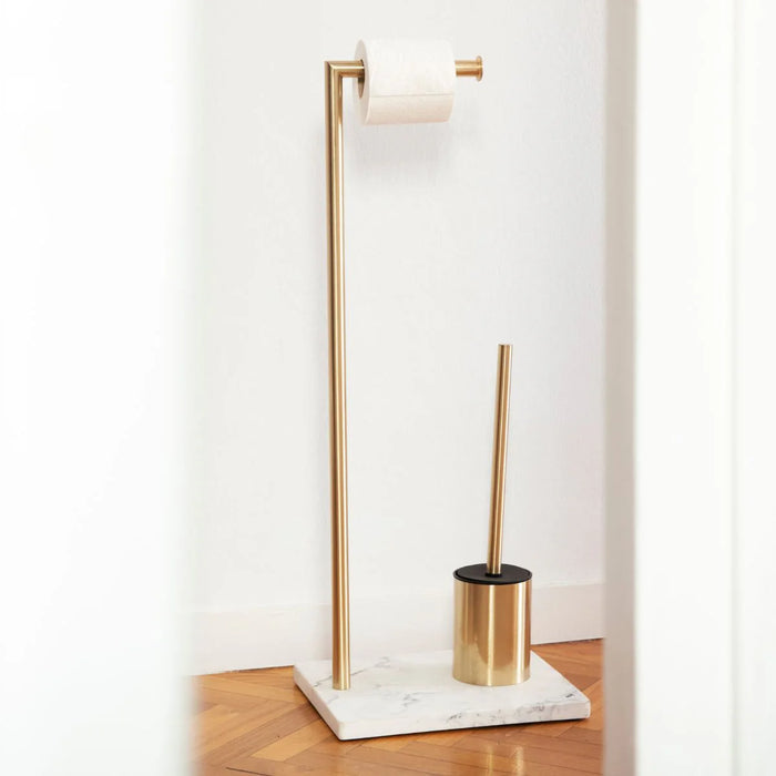 ANDREA HOUSE BA69227 Portarrollos Con Escobilla Dorado De Mármol Clásico