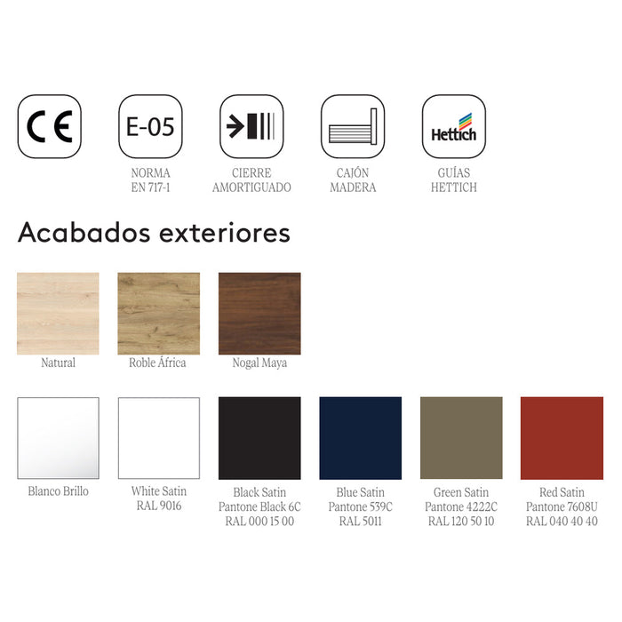 SALGAR NOJA Mueble de Baño con Tapa Encimera 2 Cajones Color Roble África