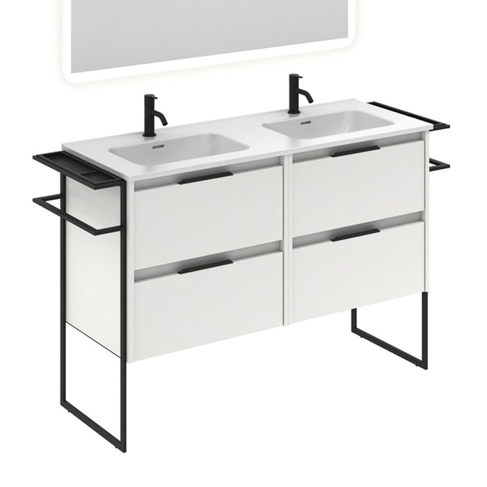 AMIZUVA C0073757 KEIKO Mueble de Baño con Lavabo 4 Cajones 120 cm Blanco Brillo