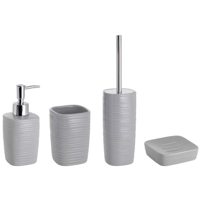 GEDY KY990800000 Set 4 Piezas (Dosificador, Portacepillos, Jabonera, Escobillero) Gris