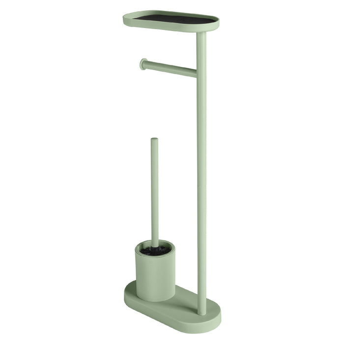 GEDY 30320700000 ELIOS Columna de pie con portarrollos, escobillero y repisa verde mate