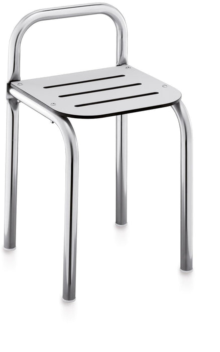 BELTRAN 2700 ASIDEROS Banqueta Con Respaldo Tubo Inox Asiento Blanco