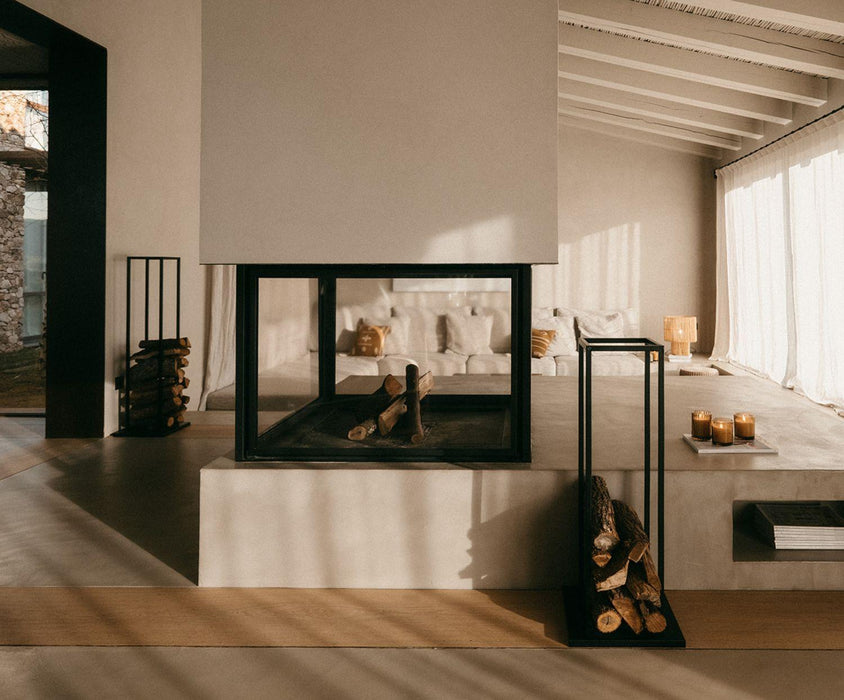 ANDREA HOUSE AX71533 Leñero Metal Negro 33x33x115 CM