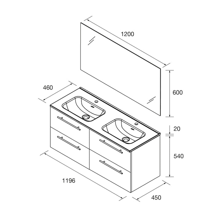SALGAR 118042 SILANE Conjunto Mueble 120 Gris Satinado Tirador Anodizado
