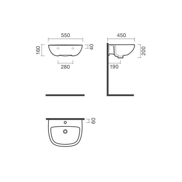 SANITANA S102066172000 CENT Lavabo 55 Cm Sin Pedestal