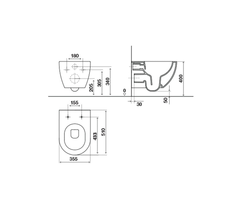 OLI 888236 LAKE Inodoro Suspendido Rimless Negro
