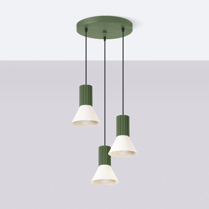 SOLLUX SL.1873 Lámpara colgante ESTRIA 3P beige/verde oliva beige/verde oliva