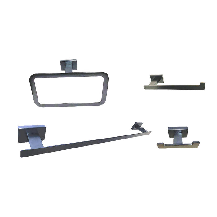 LLAVISAN 839554 Pack 4 Pieces Bathroom Accessories Quad Anthracite