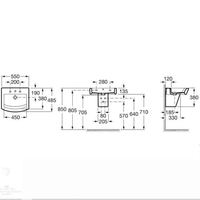 ROCA A327881000 HALL Lavabo Suspendido 55 cm