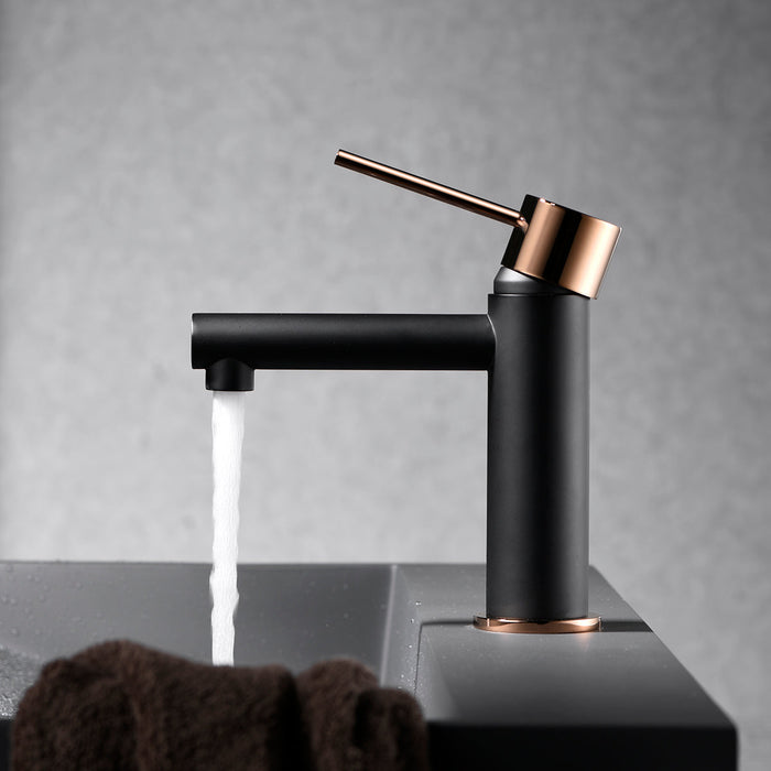 IMEX BDYS045-1NOR MILOS STICK Grifo de Lavabo Negro Oro Rosa