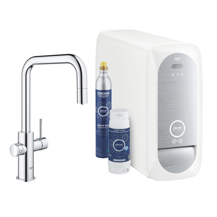 GROHE 31 543 000 BLUE Home Starter Kit con Caño Extraíble en U cromo