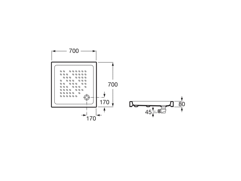 ROCA ITALIA Plato de Ducha Cuadrado Porcelana Blanco
