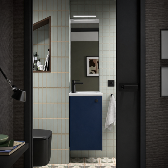SALGAR 113729 MARVILLE Conjunto Completo Mueble de Baño Mini con Lavabo 1 Puerta Color Azul Mate
