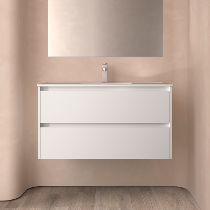SALGAR NOJA Mueble de Baño con Lavabo 2 Cajones Color Blanco Mate