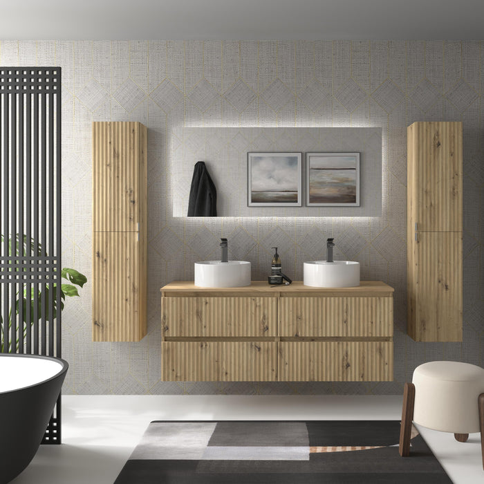 SALGAR 121779 KIRA Mueble de Baño 2 pozas Porcelana 140cm Roble