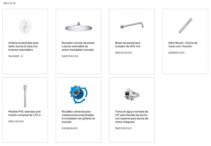ROCA A5D269EC00 ROCABOX ONA Pack Grifo Empotrado Monomando Baño Ducha Cromo