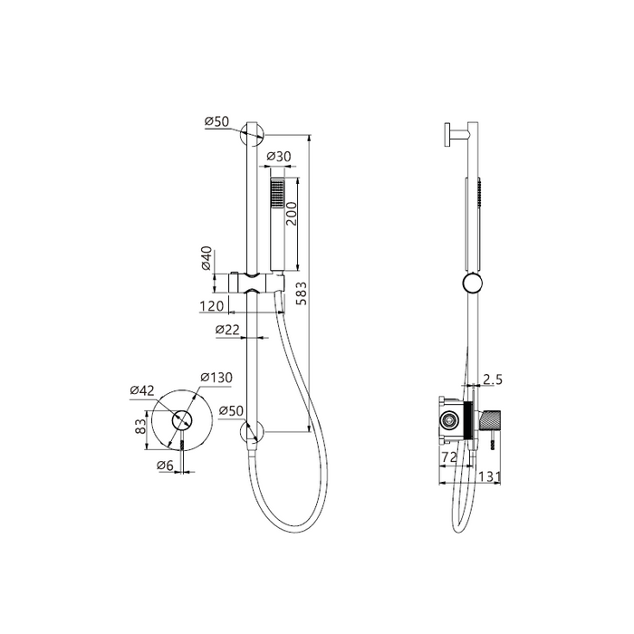 IMEX SMB063/BGM BLESS-PALAU Kit Monomando Ducha Empotrado Gun Metal