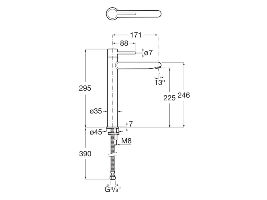 ROCA A5A343FP20 NU Grifo Monomando Lavabo Caño Alto Cold Start Maneta Pin Verde Menta