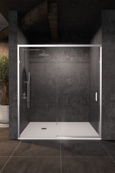 SB_X EASY Mampara Frontal Ducha 1F+1C Cromo Transparente