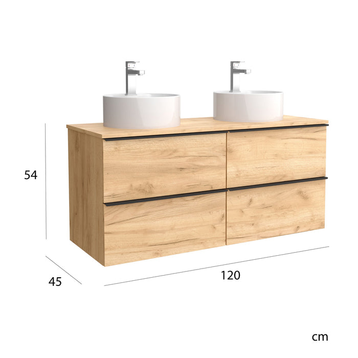 SALGAR NABUA Mueble de Baño con Lavabo y Encimera 120 cm Roble