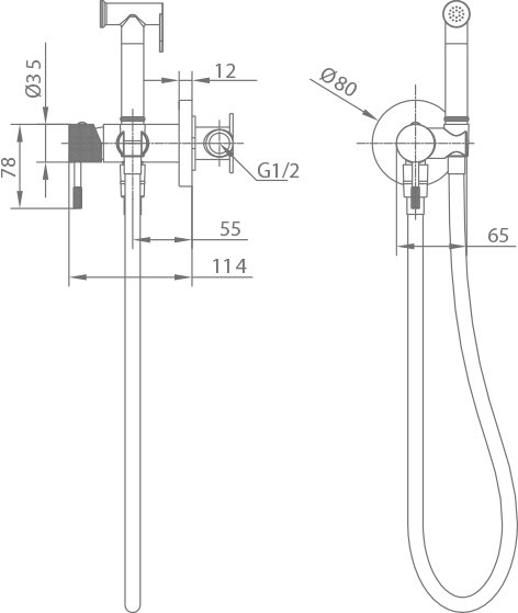 IMEX RDD038/NG LINE Grifo Empotrado de Bidé Negro Mate