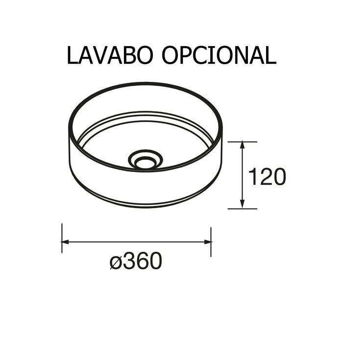 SALGAR 119766 LUVA Mueble de Baño 120 con Tapa Encimera Color Nogal Maya Tirador Negro