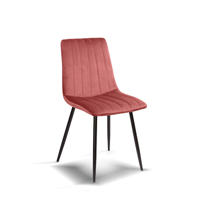 FURNITURE STYLE FS7066MAQUVEL IRIA Pack 4 Dining Chairs Velvet Pink Color