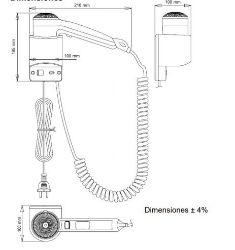 MEDICLINICS SC0020CS Individual Hair Dryer Black Finish Power 540-1240W