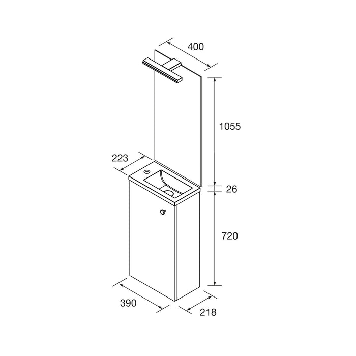 SALGAR 113730 MARVILLE Conjunto Completo Mueble de Baño Mini con Lavabo 1 Puerta Color Verde Mate