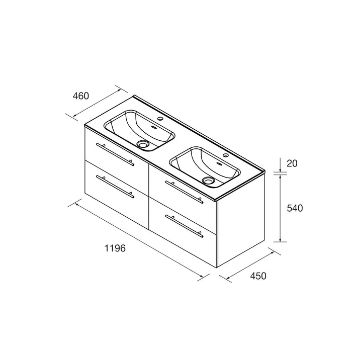 SALGAR 118065 SILANE Mueble+Lavabo 120 Gris Satinado Tirador Anodizado