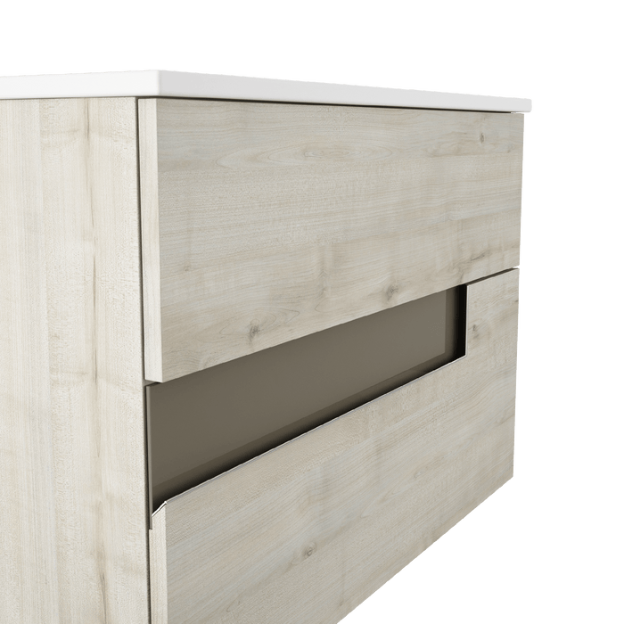 VISOBATH VISION Conjunto Mueble Completo Suspendido 2 Cajones Abedul/Tortora