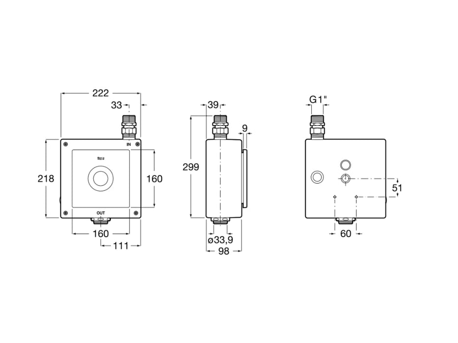 ROCA A5A9102C00 SENTRONIC R Fluxor Electrónico para Inodoro Cromo