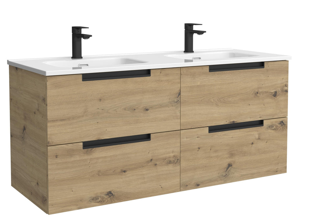 SALGAR 121982 LENI Mueble de Baño 2 pozas Porcelana 120cm Roble