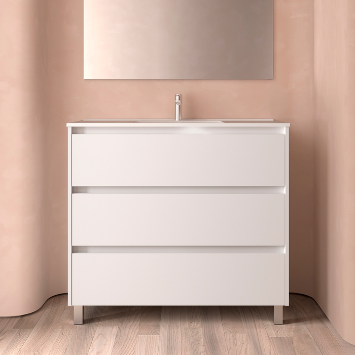 SALGAR NOJA Mueble de Baño con Lavabo 3 Cajones Color Blanco Mate