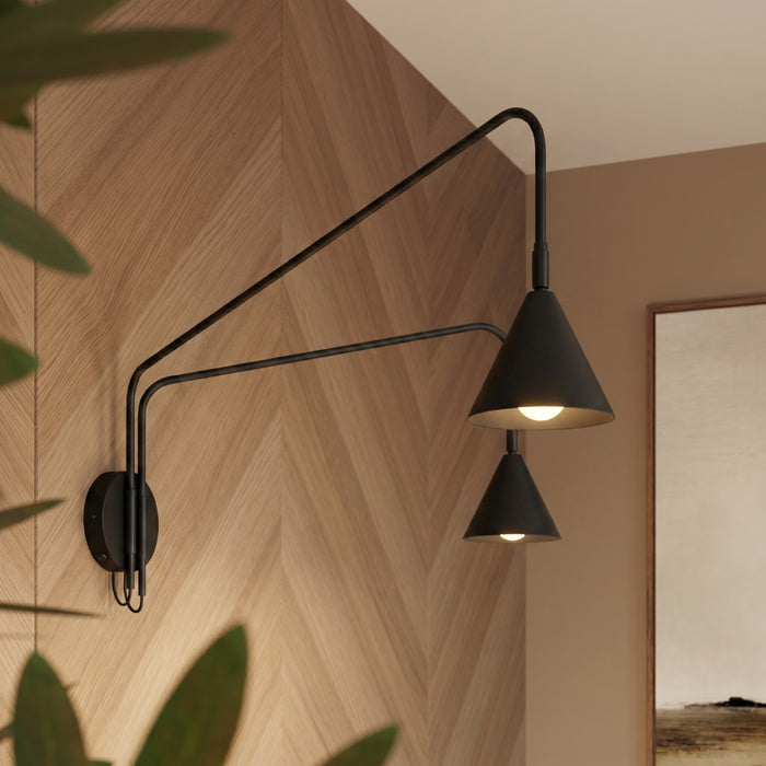 SOLLUX SL.2507 Aplique de pared NOX 2 negro con interruptor