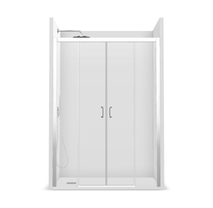 PROFILTEK SUM-325 SUMMER 2 sliding leaves + 2 fixed leaves. 6 MM Silver High Gloss* Transparent