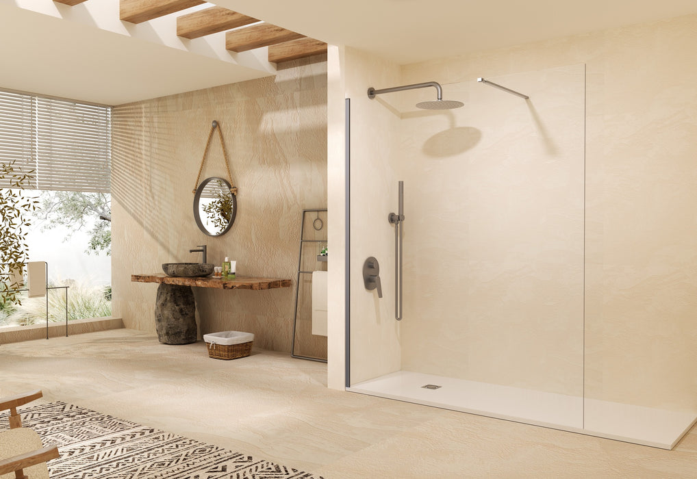 SB_X SCREEN Mampara Fijo Ducha 6 MM Black Gun Metal Transparente