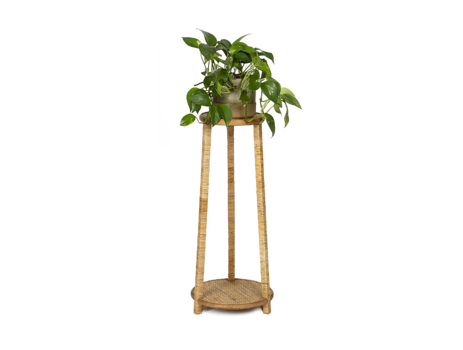 ANDREA HOUSE AX70236 Soporte Plantero Ratán Y Madera Ø31x73 CM