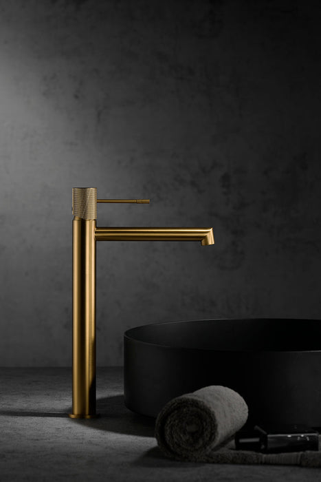 IMEX BDD038-3OC LINE Grifo de Lavabo Alto Oro Cepillado