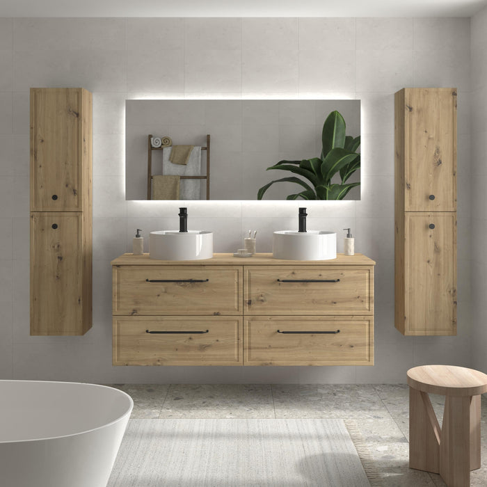 SALGAR 121837 RUNA Mueble de Baño 2 pozas Porcelana 120cm Roble