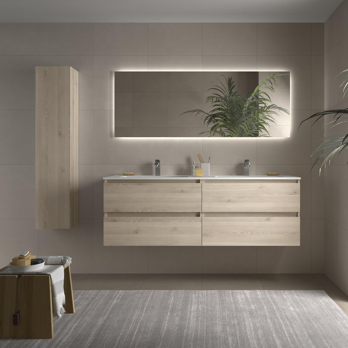 SALGAR 115834 BEQUIA Mueble de Baño 2 pozas Solid Surface 160cm Natural