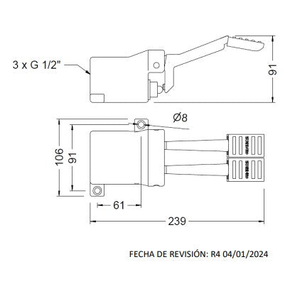 GENEBRE 1342 04 Grifo Pedal Horizontal Doble