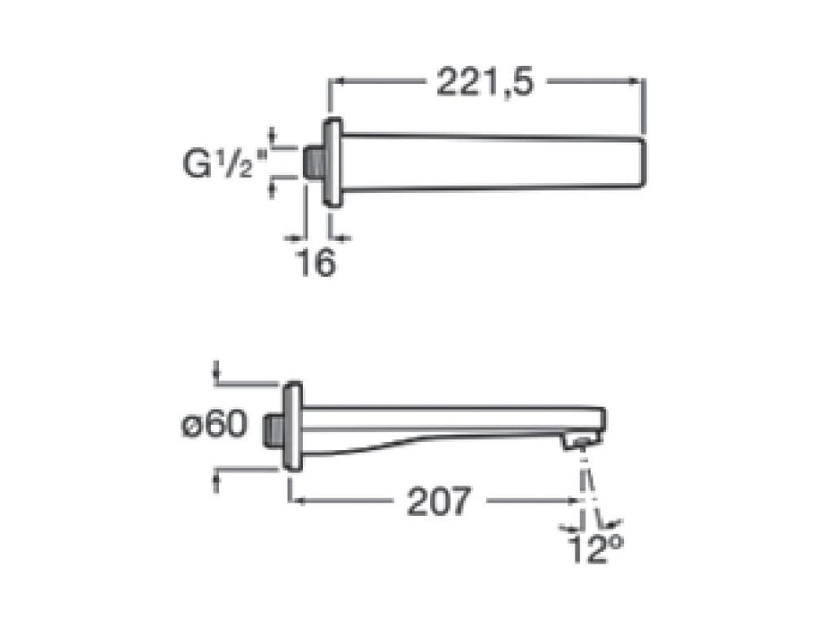 ROCA A5253089CN AQUA Square Caño de Pared para Bañera Negro Titanio