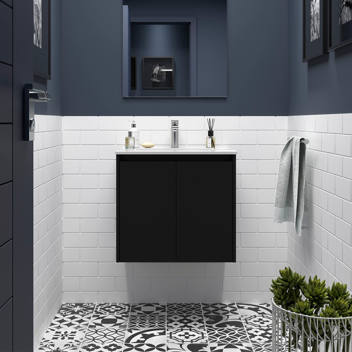 SALGAR NOJA Mueble de Baño con Lavabo 2 Puertas Color Negro Mate