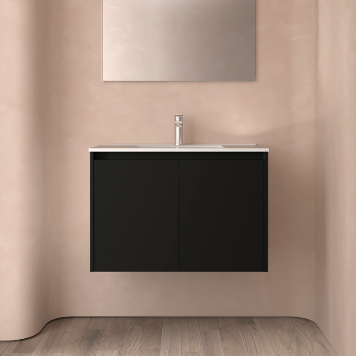 SALGAR NOJA Mueble de Baño con Lavabo 2 Puertas Color Negro Mate