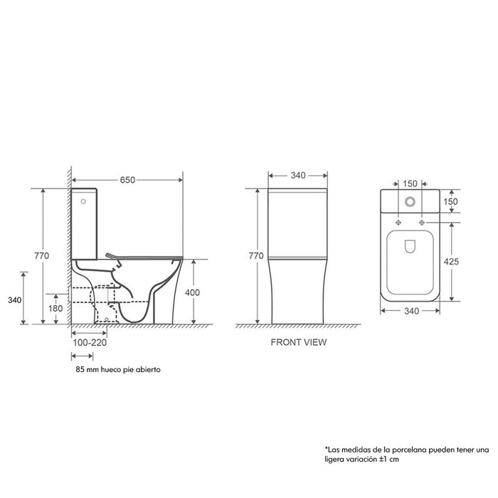 AQUORE 22657 NEW PALERMO Inodoro Rimless Completo