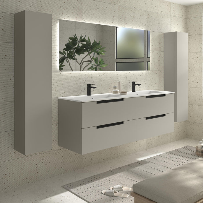 SALGAR 121989 LENI Mueble de Baño 2 pozas Solid Surface 160cm Gris mate